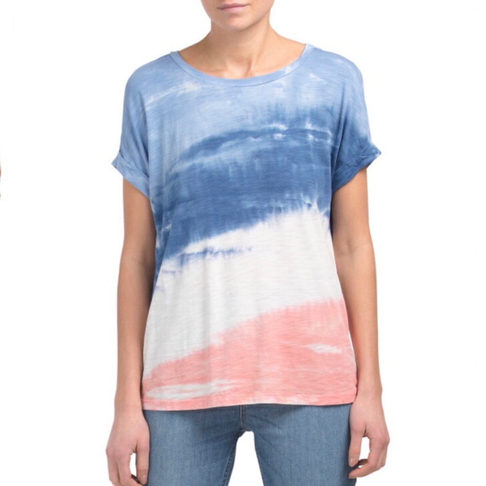 CG SPORT Tie Dye Tee Boxy Short Sleeve Rolled Cuff T-Shirt NWT